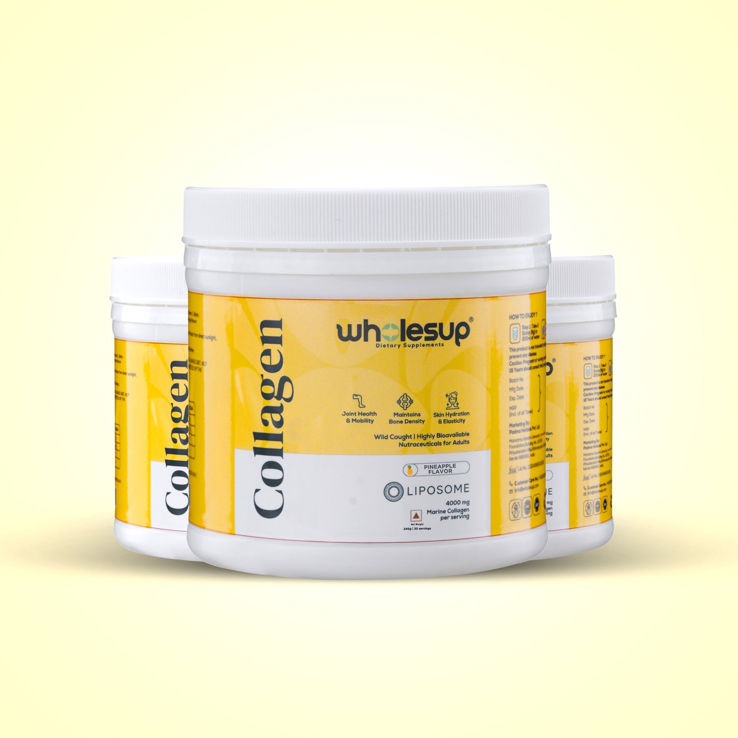 Pineapple Flavored Marine Collagen with Hyaluronic Acid & Vitamin C | 4000mg per Serving | 240g (30 Servings)