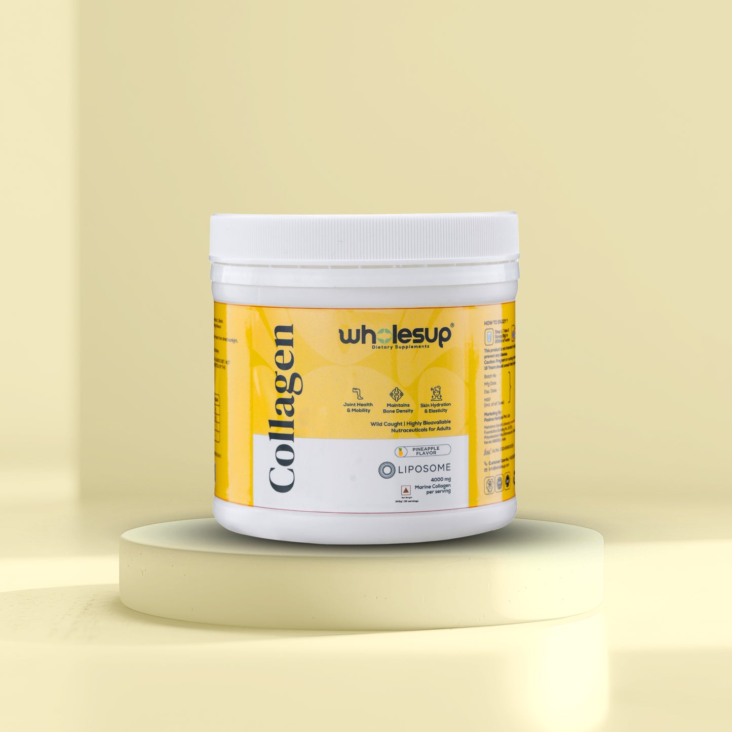 Pineapple Flavored Marine Collagen with Hyaluronic Acid & Vitamin C | 4000mg per Serving | 240g (30 Servings)