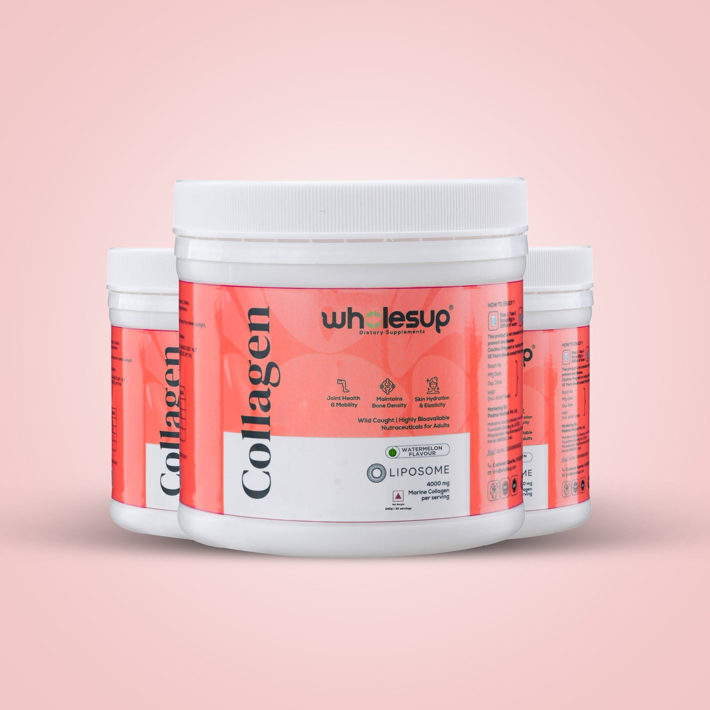 Watermelon Flavored Marine Collagen with Hyaluronic Acid & Vitamin C | 4000mg per Serving | 240g (30 Servings)